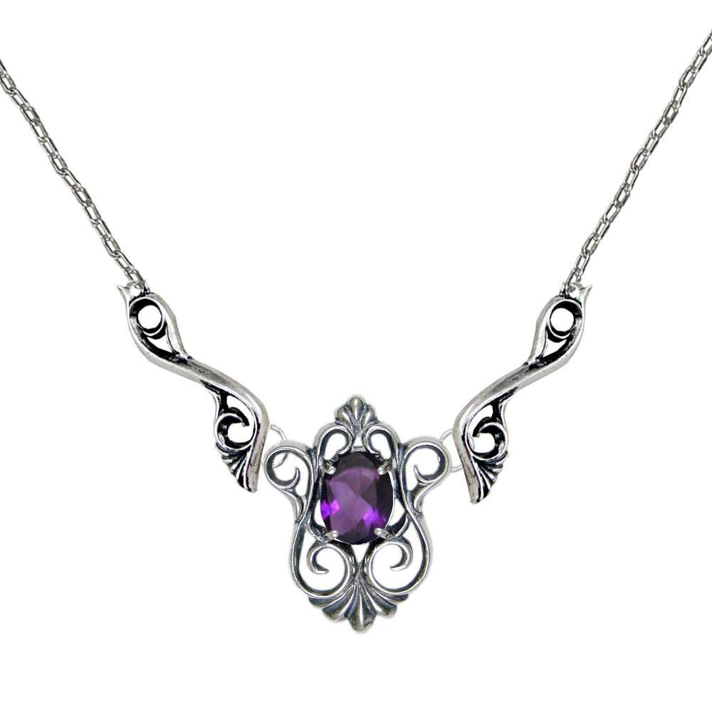 Sterling Silver Victorian Necklace With Amethyst